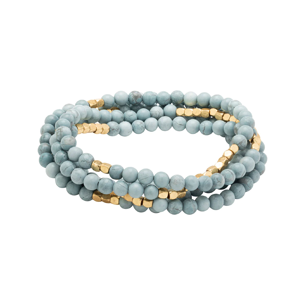 Stone Wrap Bracelet - Blue Howlite/Gold Scout Curated Wears Jewelry - Bracelet