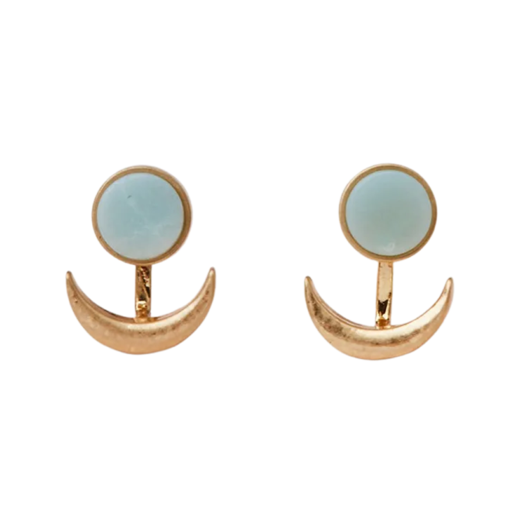 AMAZONITE/GOLD Ear Jacket Earring - Sone Moon Phase Scout Curated Wears Jewelry - Earrings