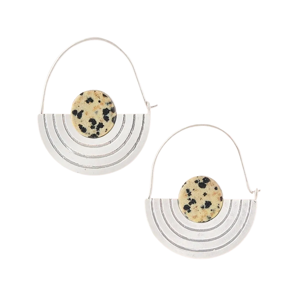 Dalmatian Jasper (Silver) Stone Orbit Earrings Scout Curated Wears Jewelry - Earrings