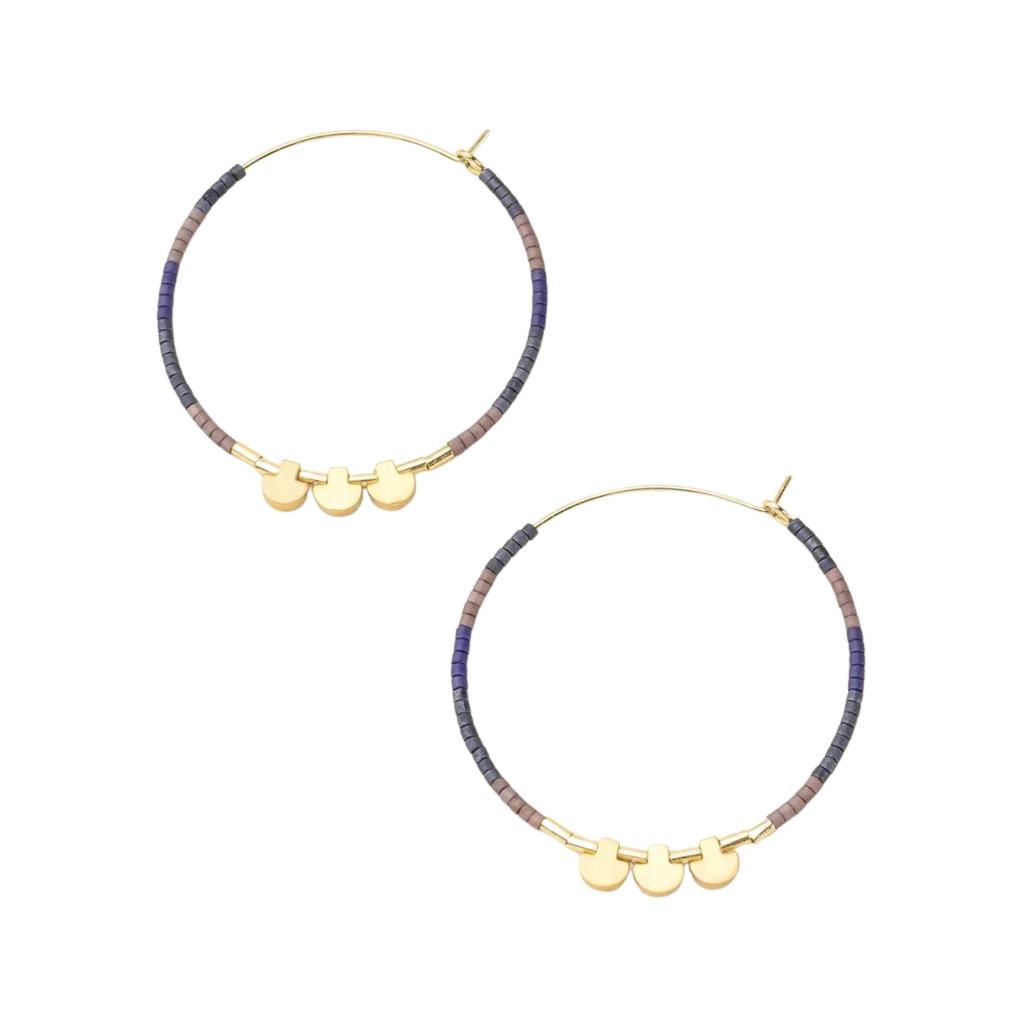Dark Multi/Gold Large Miyuki Chromacolor Hoop Earring Scout Curated Wears Jewelry - Earrings