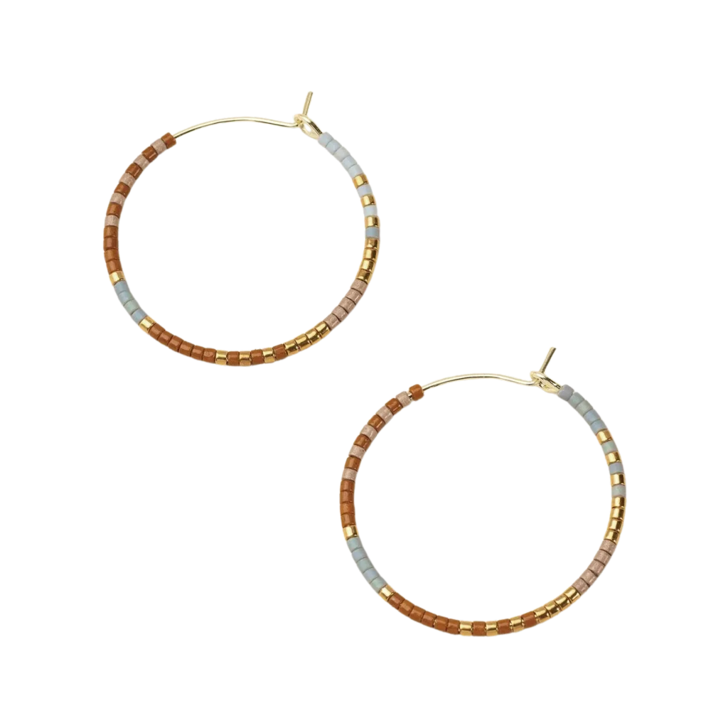 Desert Multi/Gold Small Miyuki Chromacolor Hoop Earring Scout Curated Wears Jewelry - Earrings