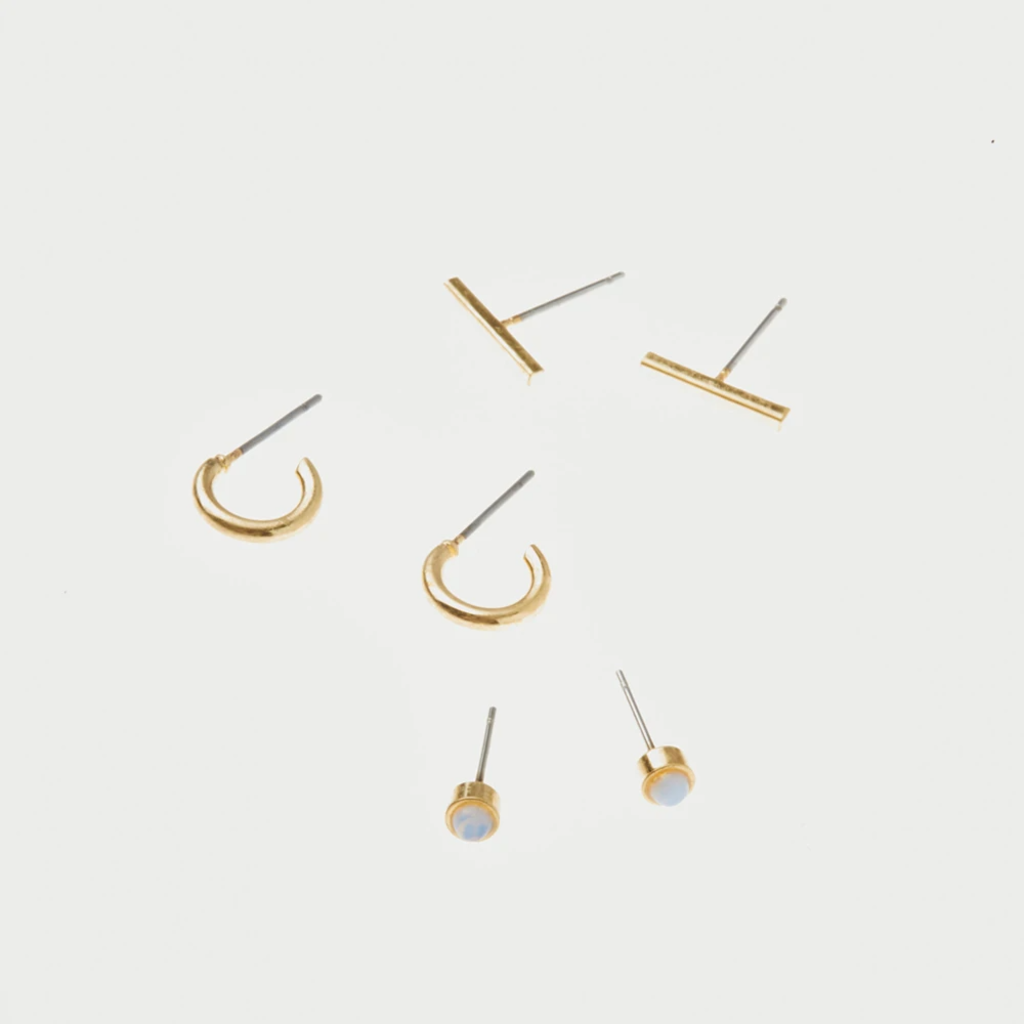 GOLD Scarlett Stud Trio Earrings Scout Curated Wears Jewelry - Earrings