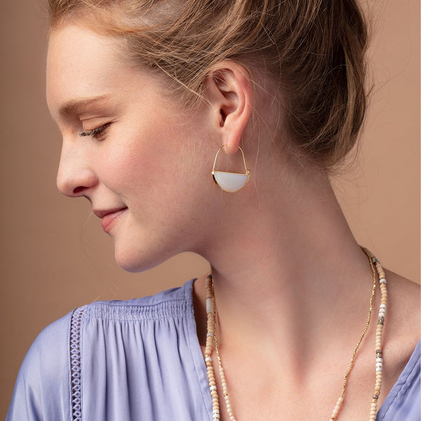 Stone Prism Hoop Earrings - Silver Scout Curated Wears Jewelry - Earrings