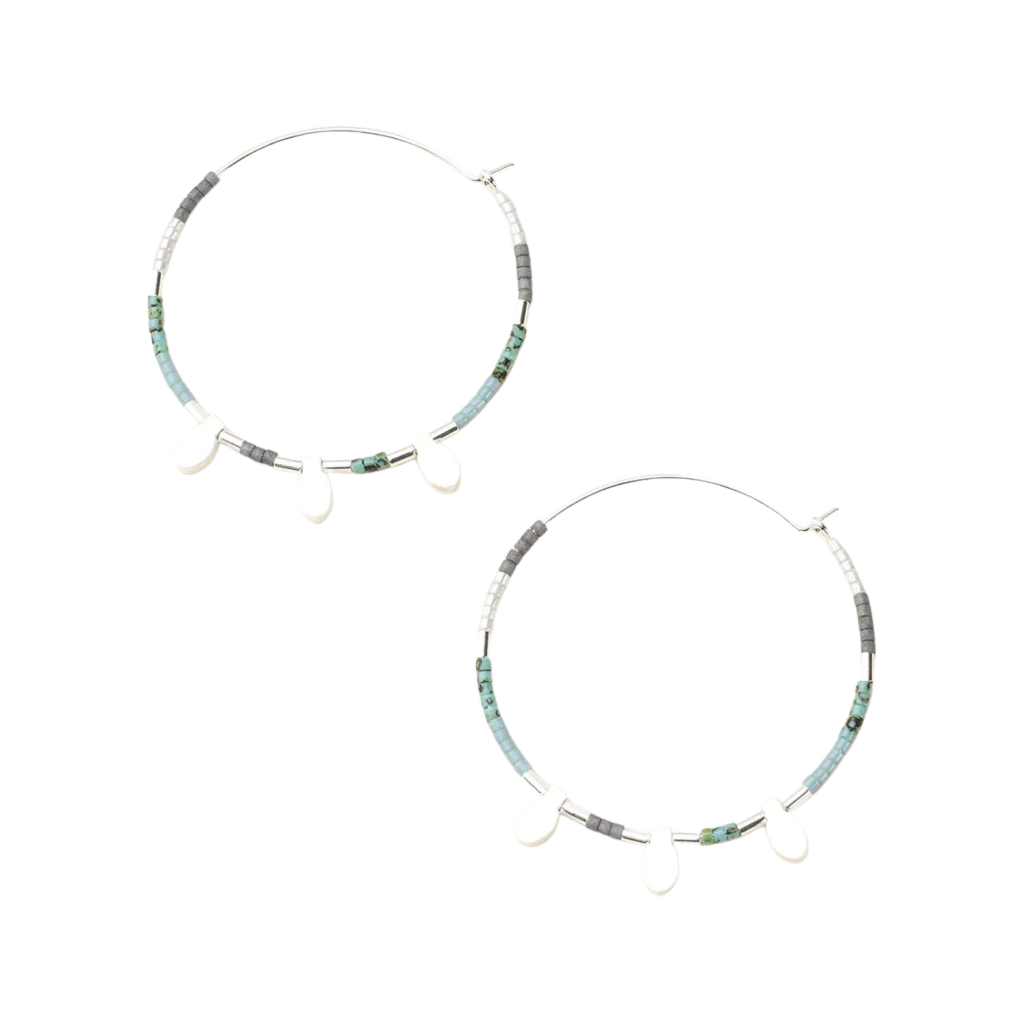 Turquoise Multi/Silver Large Miyuki Chromacolor Hoop Earring Scout Curated Wears Jewelry - Earrings