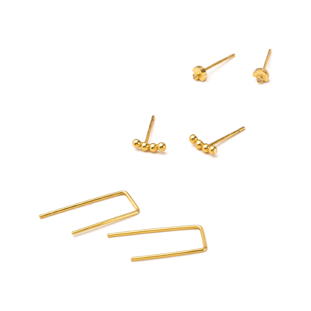Venus/Gold Refined Stud Earring Trio Scout Curated Wears Jewelry - Earrings