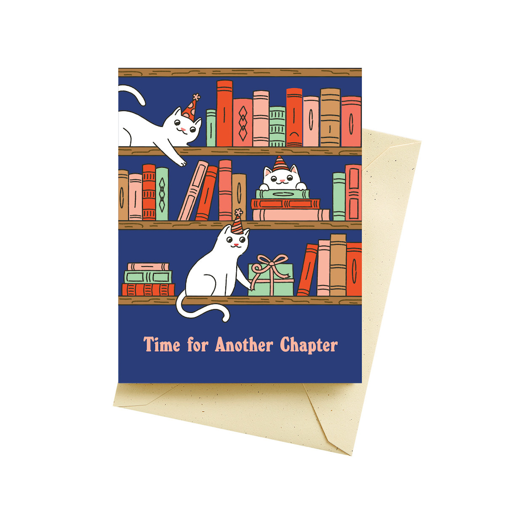 Bookshelf Cats Birthday Card Seltzer Cards - Birthday