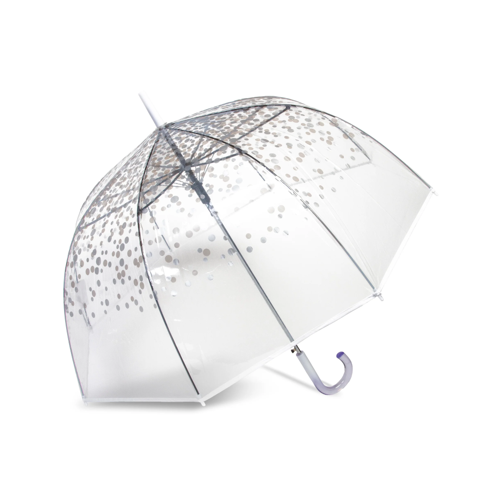 Silver Dots Adult Bubble Stick Umbrella - Auto Open Shed Rain Apparel & Accessories - Umbrella
