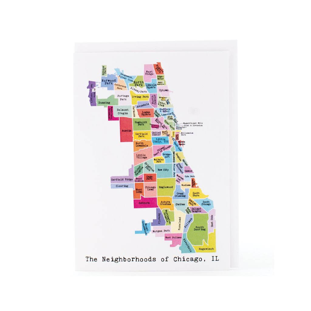 SMU CARD BLANK MAP OF CHICAGO RAINBOW Smudge Ink Cards - Any Occasion