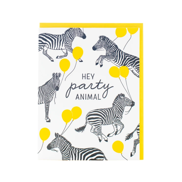 Party Zebras Birthday Card Smudge Ink Cards - Birthday
