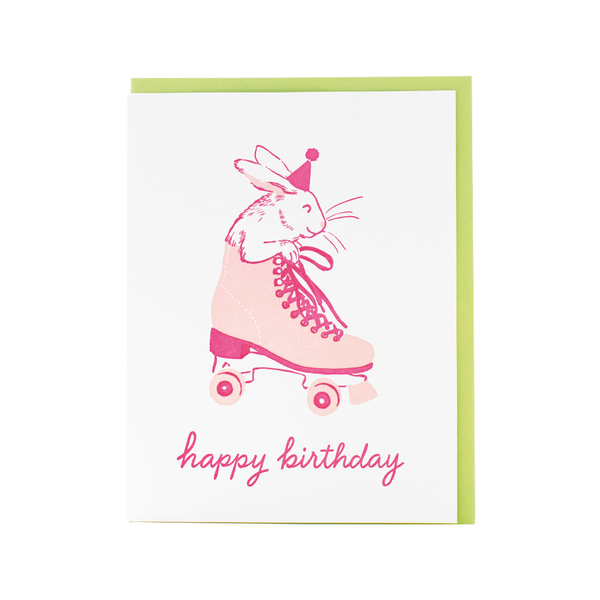 SMU CARD BIRTHDAY ROLLER SKATE BUNNY Smudge Ink Cards - Birthday