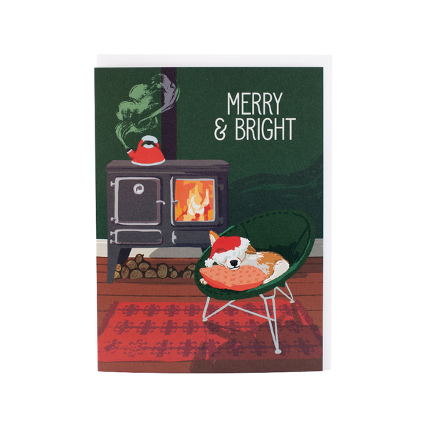 Cozy Corgi Christmas Card Smudge Ink Cards - Holiday - Christmas