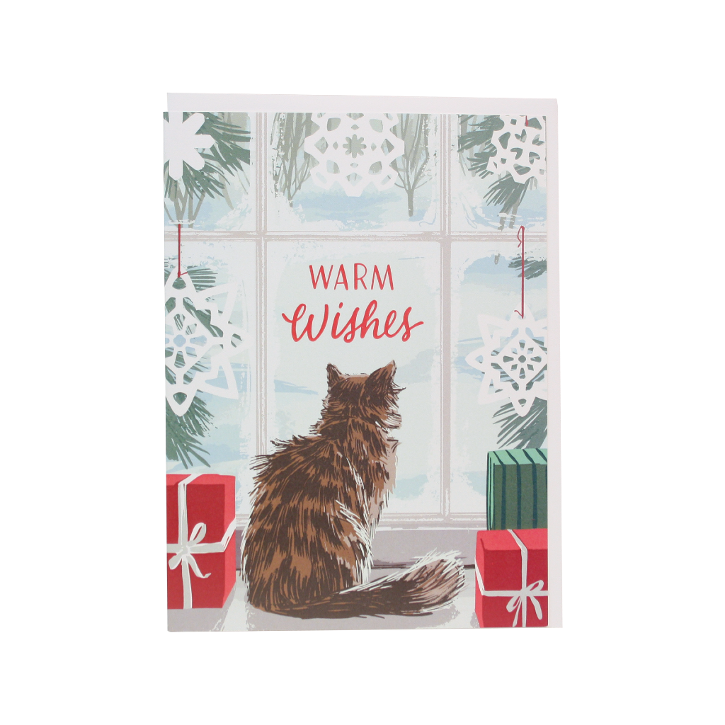Indoor Cat Holiday Card Smudge Ink Cards - Holiday