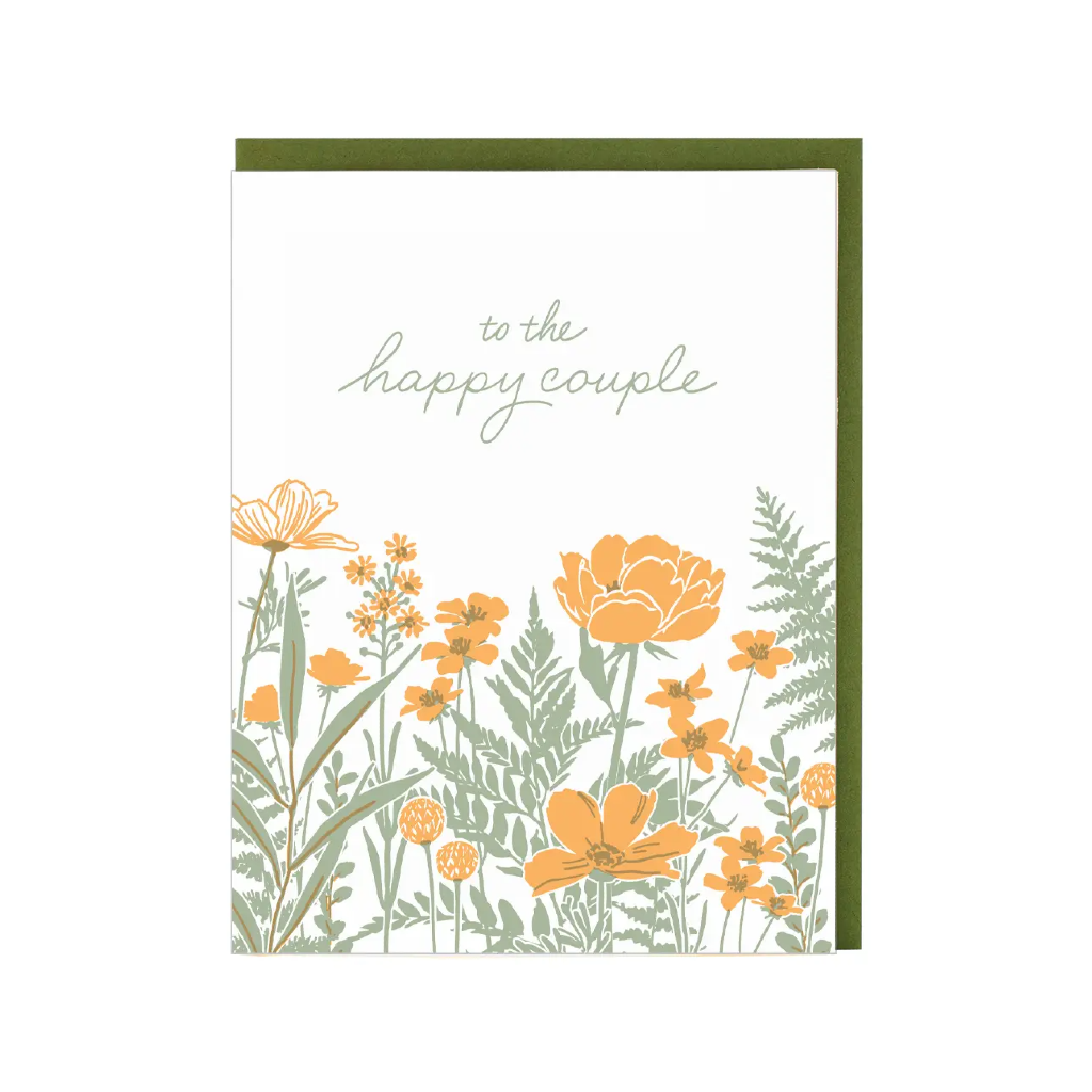 Field Of Flowers Wedding Card Smudge Ink Cards - Love - Wedding