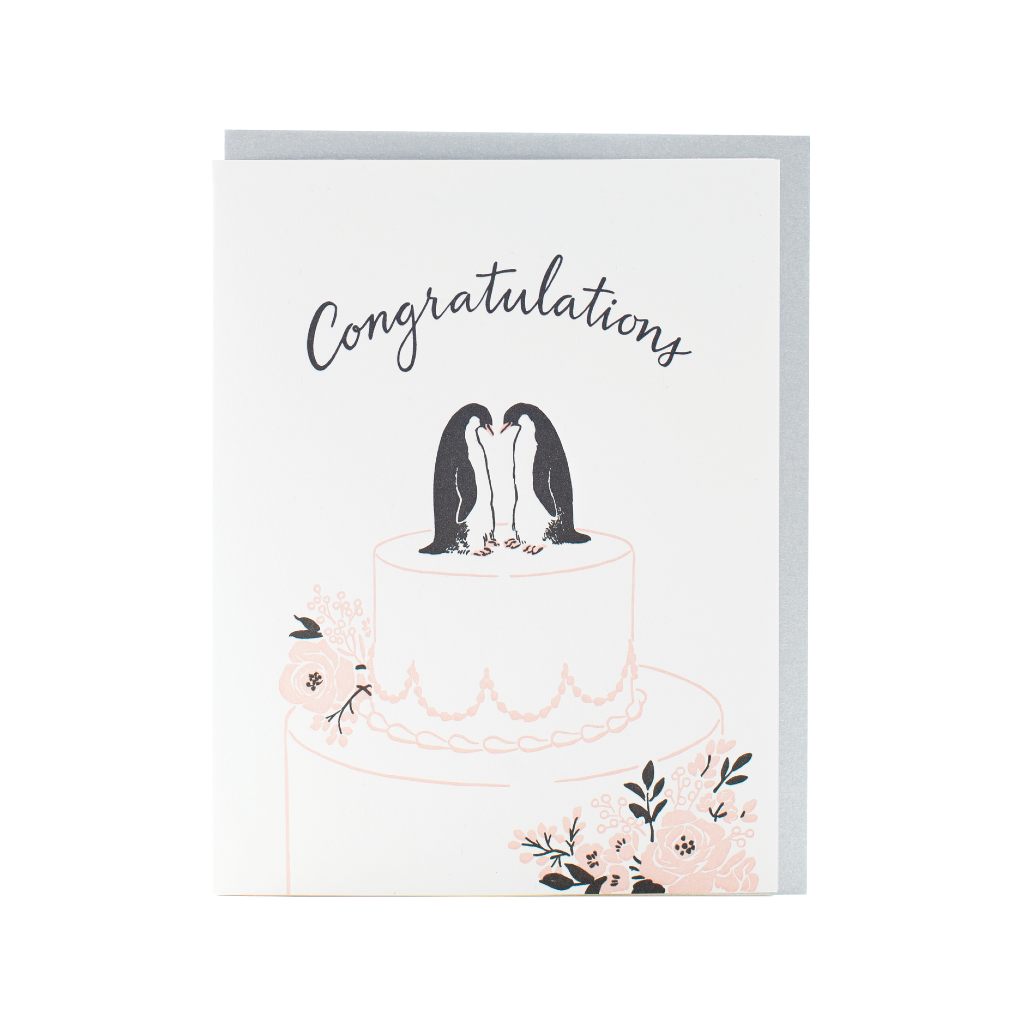 SMU CARD WEDDING PENGUIN CAKE TOPPER Smudge Ink Cards - Love - Wedding