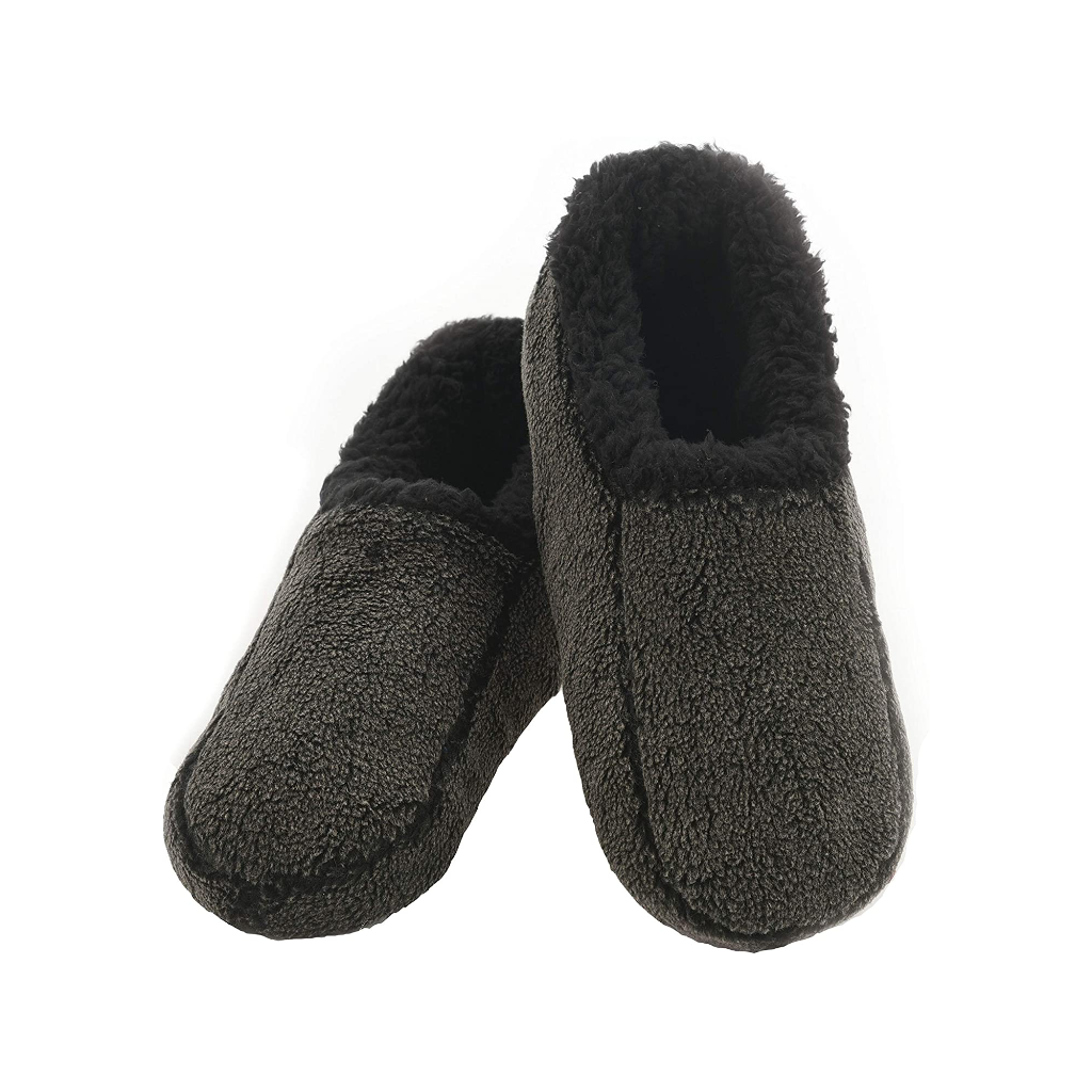 BLACK / LARGE Snoozies Two Tone Fleece Lined Slippers - Mens Snoozies Apparel & Accessories - Slippers - Mens