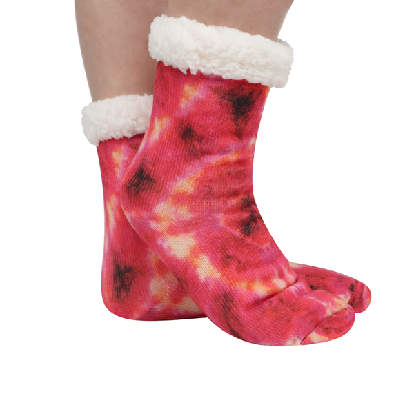 RED Snoozies Rainbow Sherpa Tie Dye Socks - Womens Snoozies Apparel & Accessories - Slippers - Womens