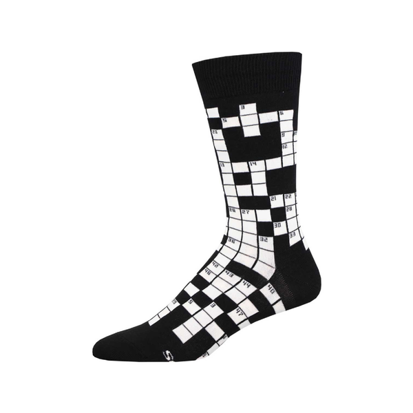Sunday Crossword Crew Socks - Mens - Black Socksmith Apparel & Accessories - Socks - Adult - Mens