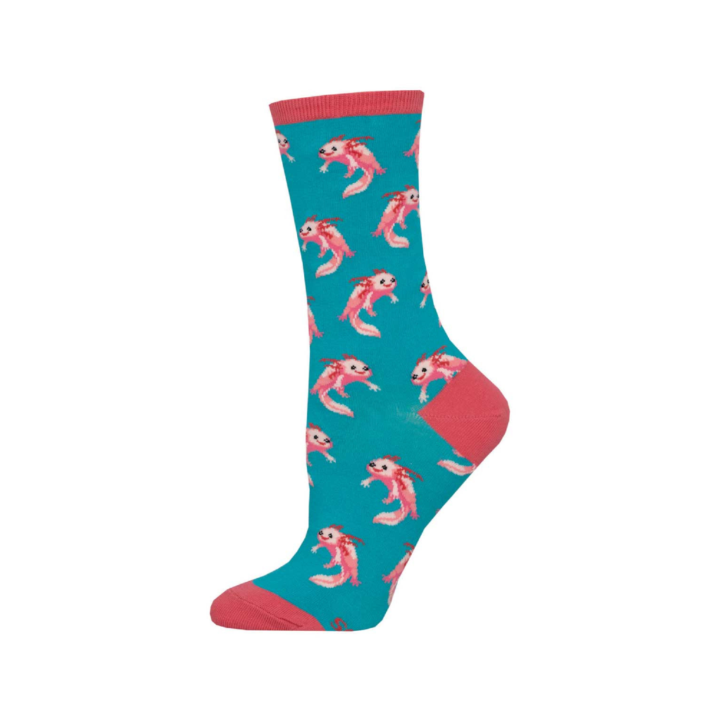 Axolotl Crew Socks - Womens - Teal Socksmith Apparel & Accessories - Socks - Adult - Womens