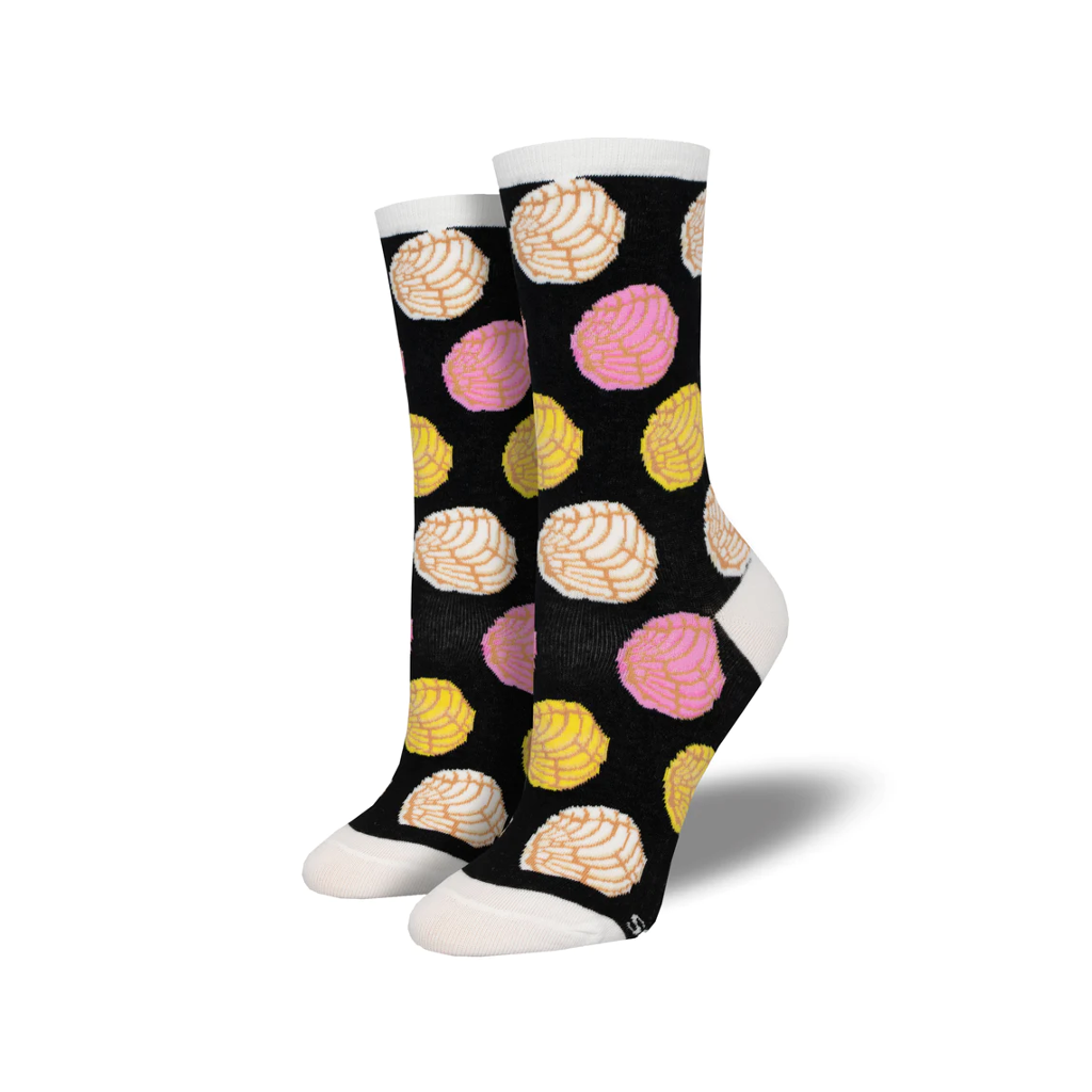 Concha Pan Dulce Crew Socks - Womens - Black Socksmith Apparel & Accessories - Socks - Adult - Womens