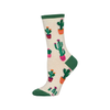 Court Of Cactus Crew Socks - Womens - Ivory Heather Socksmith Apparel & Accessories - Socks - Adult - Womens