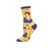 Frida Kahlo Portrait Yellow Crew Socks - Womens Socksmith Apparel & Accessories - Socks - Adult - Womens