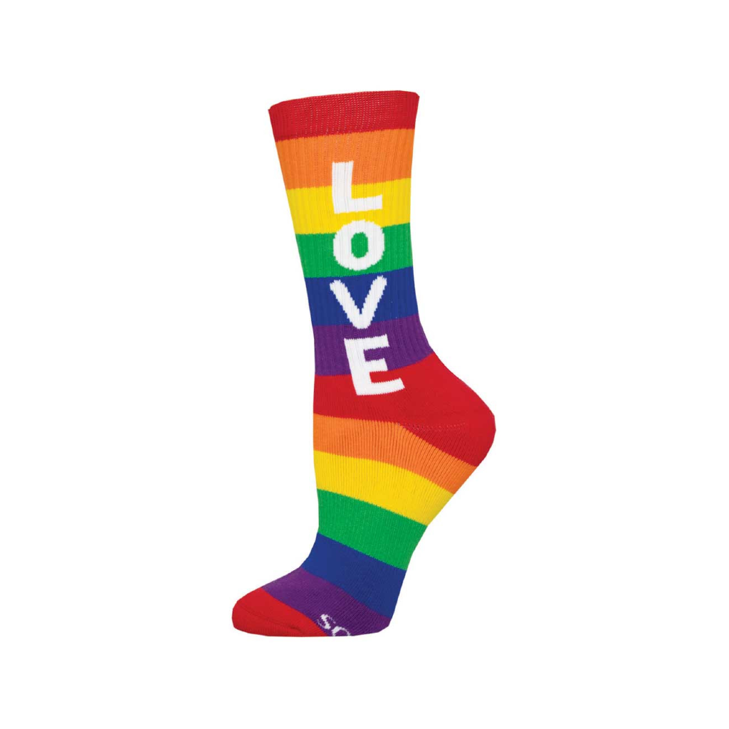 Love Rainbow Athletic Crew Socks - Womens Socksmith Apparel & Accessories - Socks - Adult - Womens