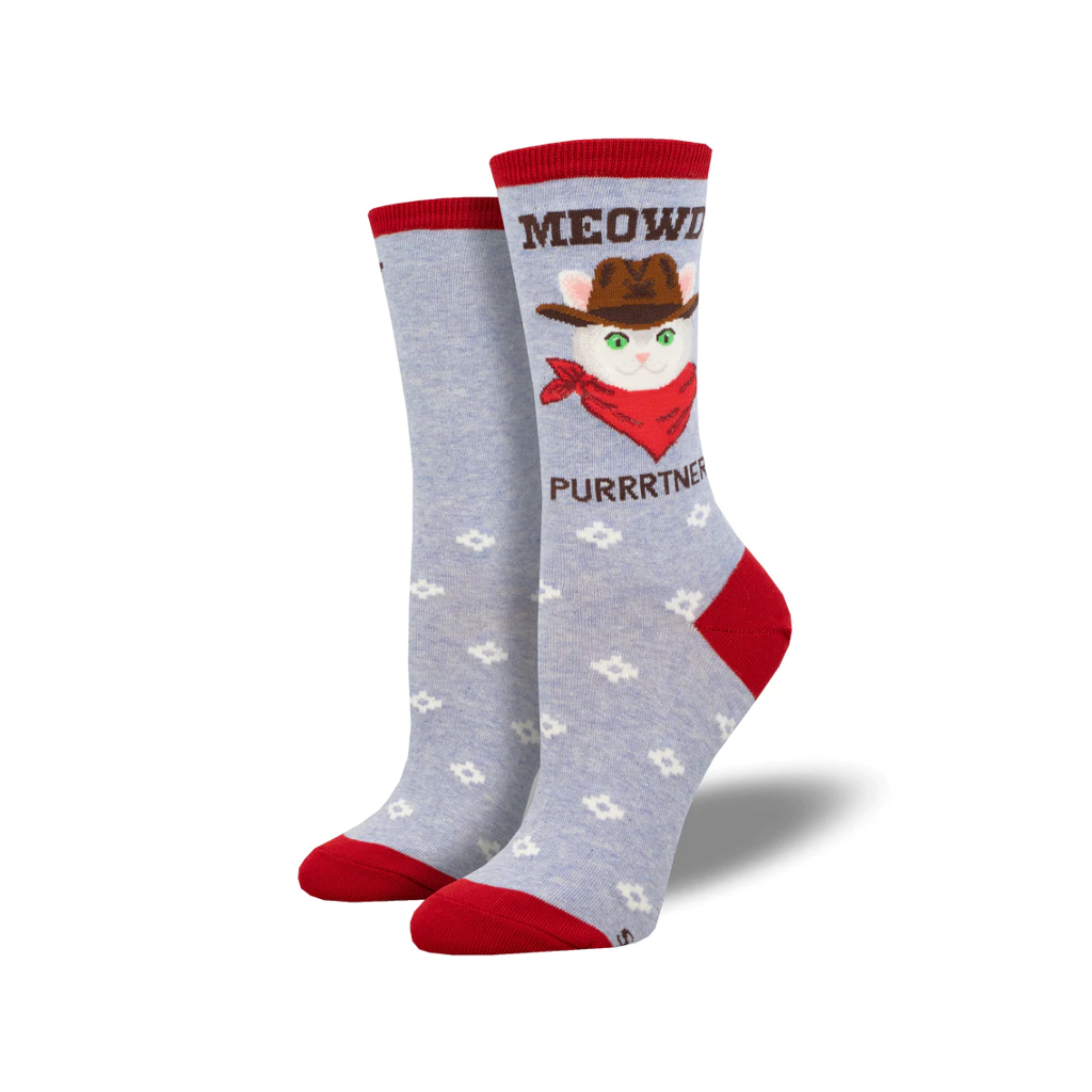 Meowdy Purrtner Crew Socks - Womens Socksmith Apparel & Accessories - Socks - Adult - Womens