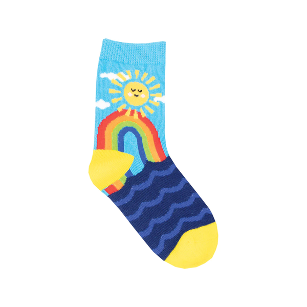 2-4 YRS Sunshine And Rainbows Crew Socks - Kids - Blue Socksmith Apparel & Accessories - Socks - Baby & Kids - Kids