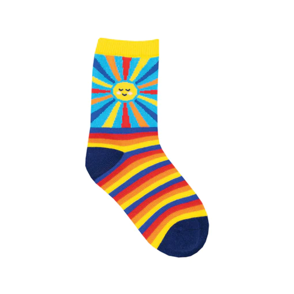 4-7 YRS Sunny Stripe Crew Socks - Kids - Blue Socksmith Apparel & Accessories - Socks - Baby & Kids - Kids