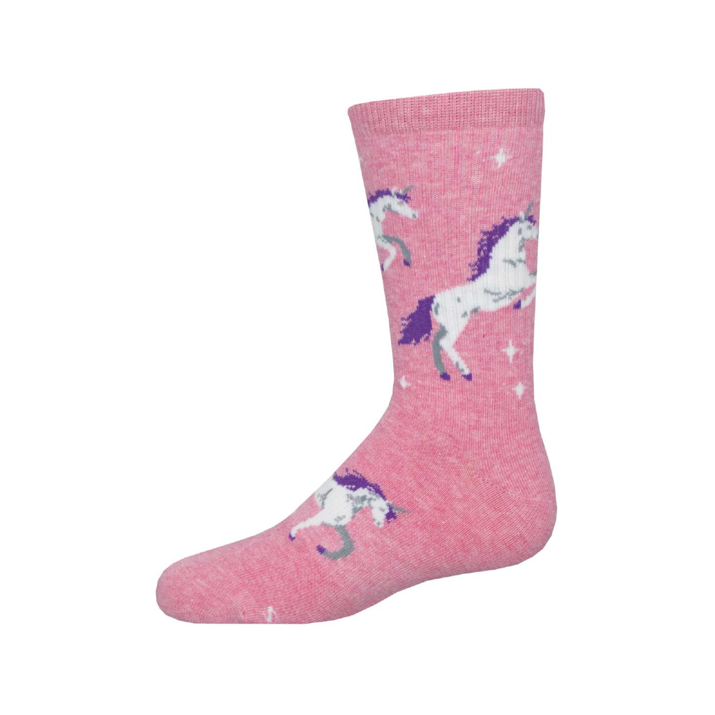 Unicorn Stars Kids Athletic Crew Socks - Pink Heather Socksmith Apparel & Accessories - Socks - Baby & Kids - Kids