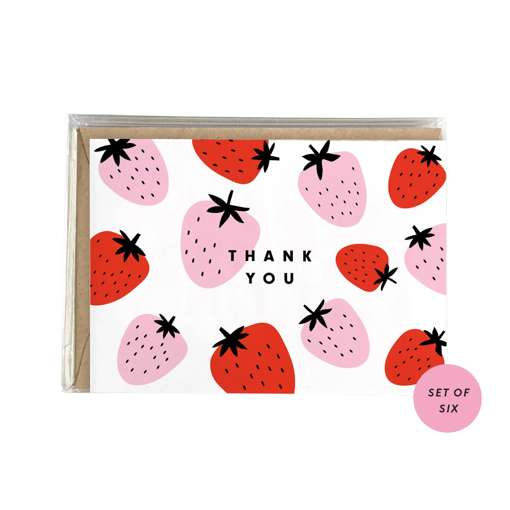 Funky Strawberries Thank You Card - Boxed Set Of 6 Spaghetti & Meatballs Cards - Boxed Cards