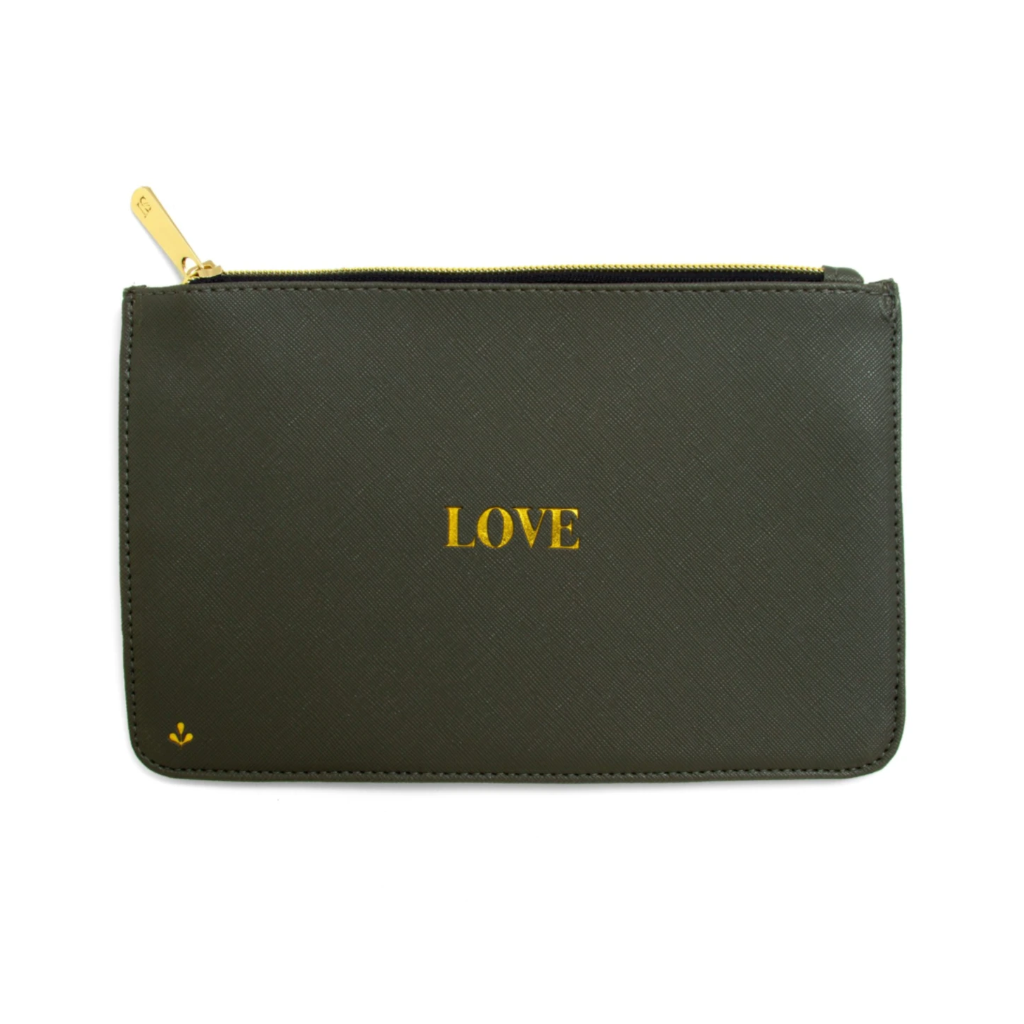 LOVE/CHARCOAL Embossed Zipper Pouches Splendid Iris Apparel & Accessories - Bags - Pouches & Cases