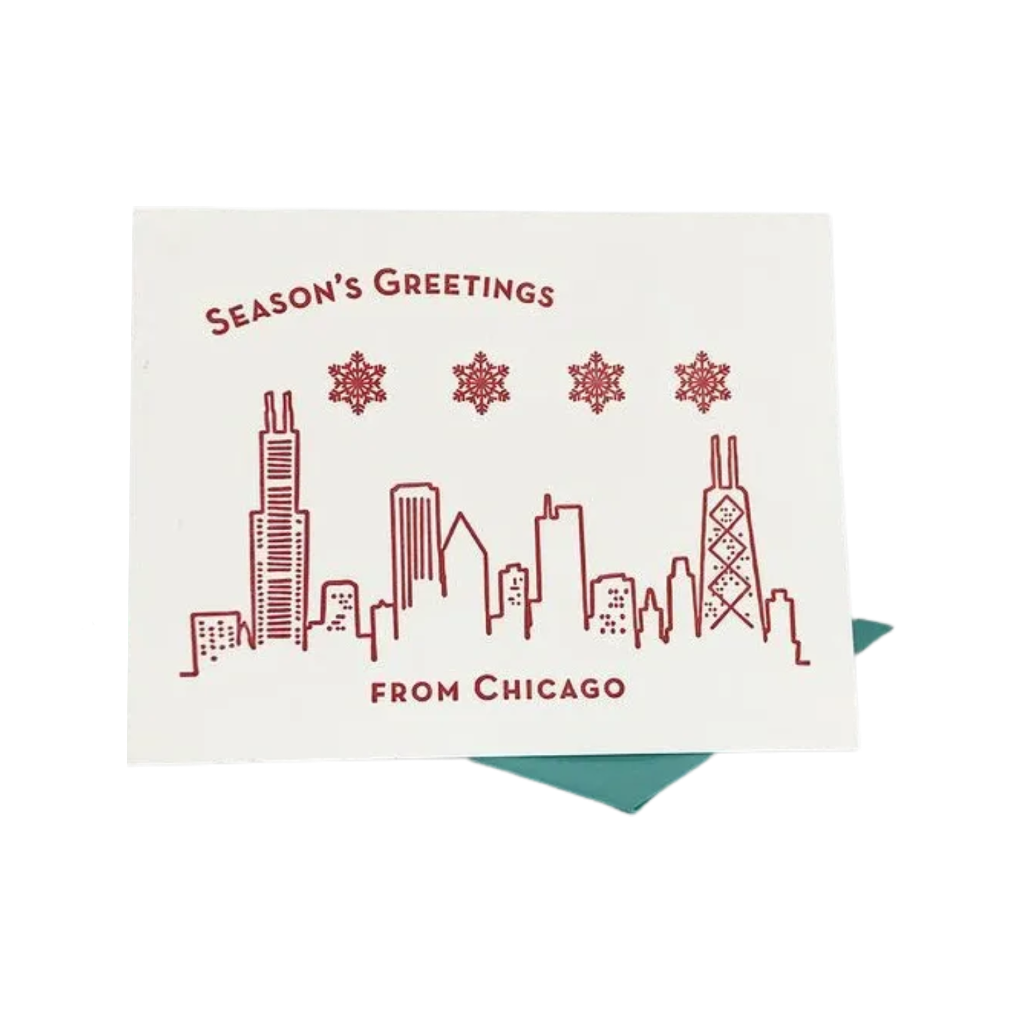 Season's Greetings Chicago Christmas Boxed Cards - Set Of 6 Steel Petal Press Cards - Boxed Cards - Holiday