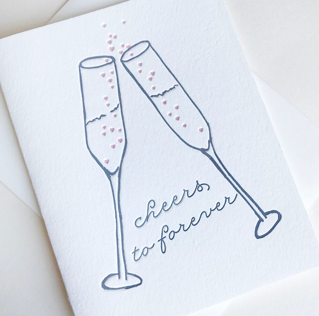 Cheers To Forever Wedding Card Steel Petal Press Cards - Love - Wedding