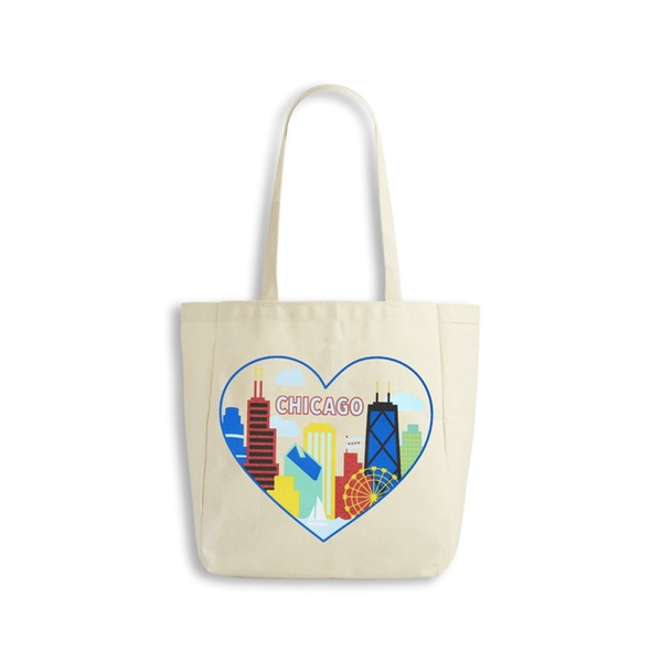 FOU TOTE CHICAGO SKYLINE HEART The Found Apparel & Accessories - Bags - Reusable Shoppers & Tote Bags