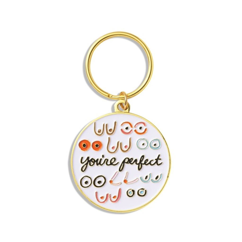 Boobs You're Perfect Enamel Keychain The Found Apparel & Accessories - Keychains