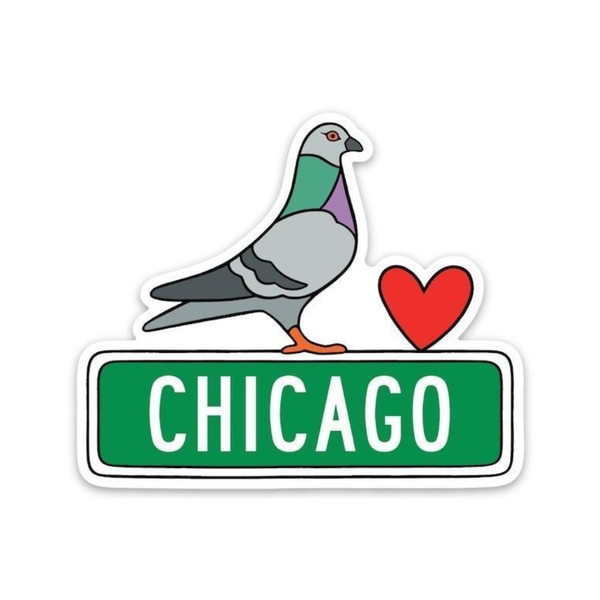 Chicago Pigeon Heart Die Cut Sticker The Found Impulse - Stickers