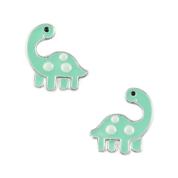 Dinosaur Enamel Stud Earrings - Green Tomas Jewelry - Earrings
