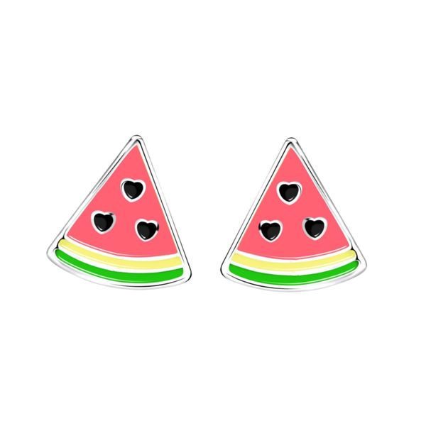 Heart Seed Watermelon Slice Enamel Stud Earrings Tomas Jewelry - Earrings