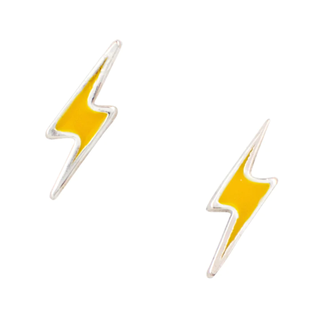 Lightning Enamel Stud Earrings - Yellow Tomas Jewelry - Earrings
