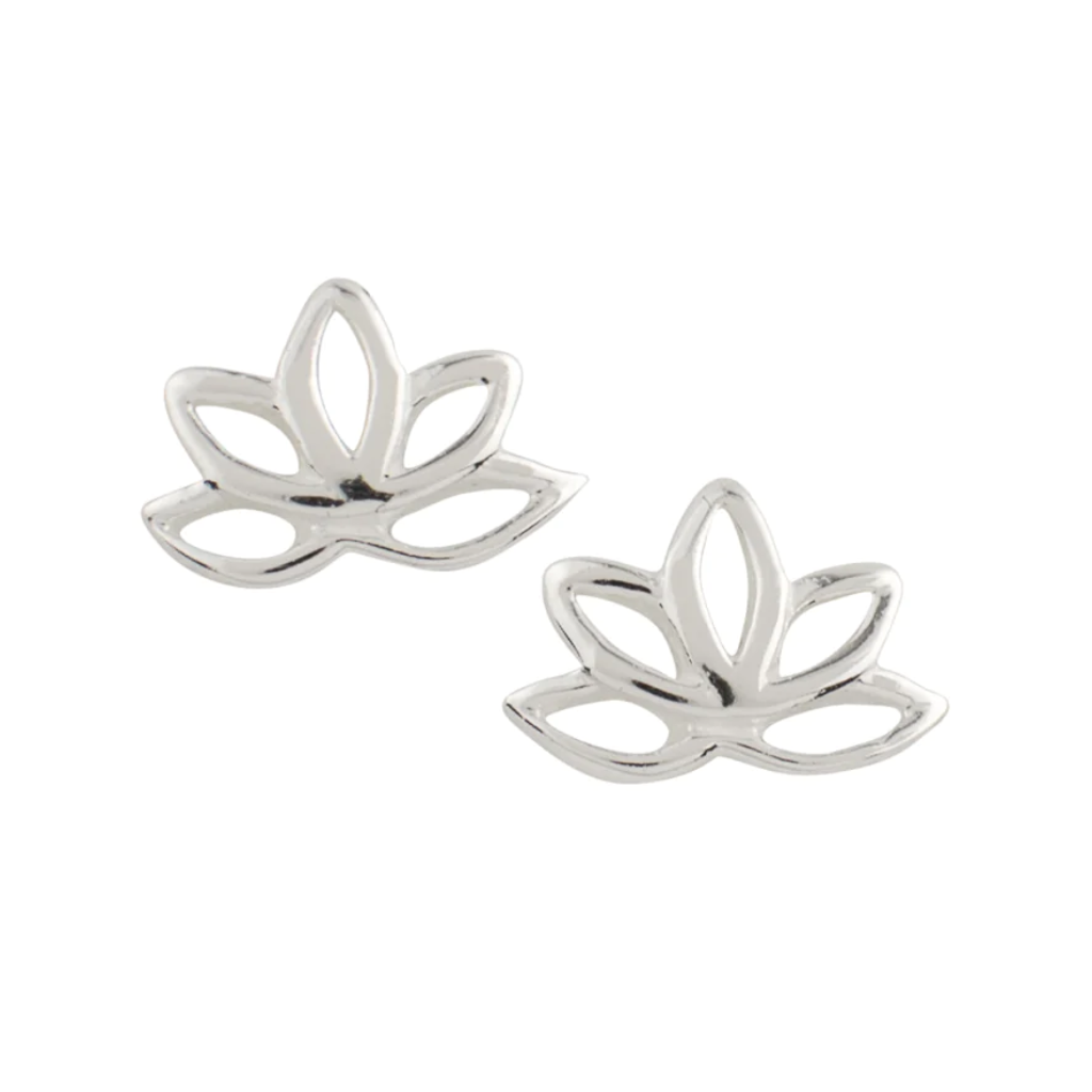 Open Lotus Stud Earrings - Silver Tomas Jewelry - Earrings