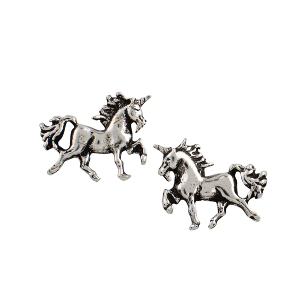 Prancing Unicorn Oxidized Stud Earrings - Silver Tomas Jewelry - Earrings