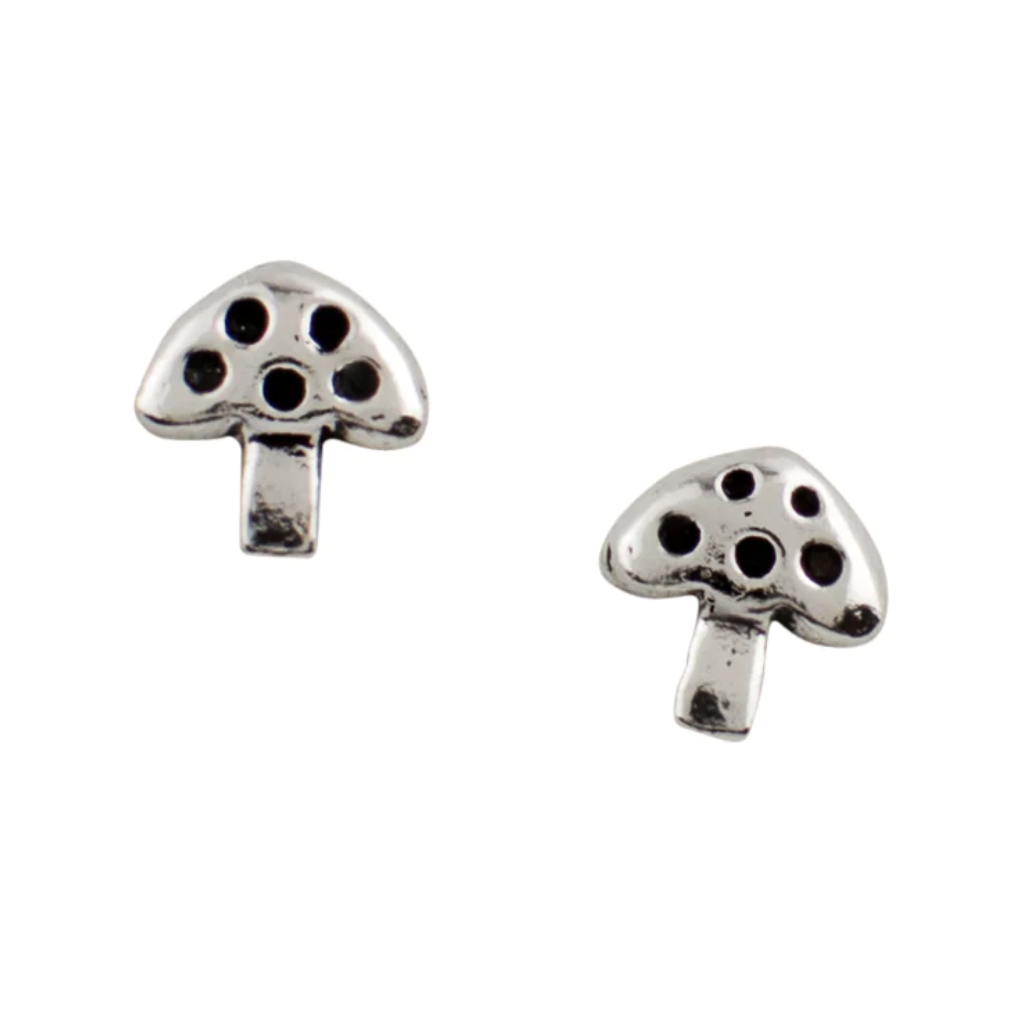 Small Mushroom Oxidized Stud Earrings - Silver Tomas Jewelry - Earrings