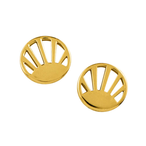 Sun In Circle Stud Earrings - Gold Tomas Jewelry - Earrings