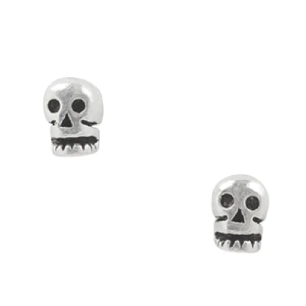 Tiny Skull Oxidized Stud Earrings - Silver Tomas Jewelry - Earrings