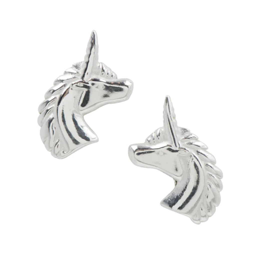 Unicorn Head Stud Earrings - Silver Tomas Jewelry - Earrings