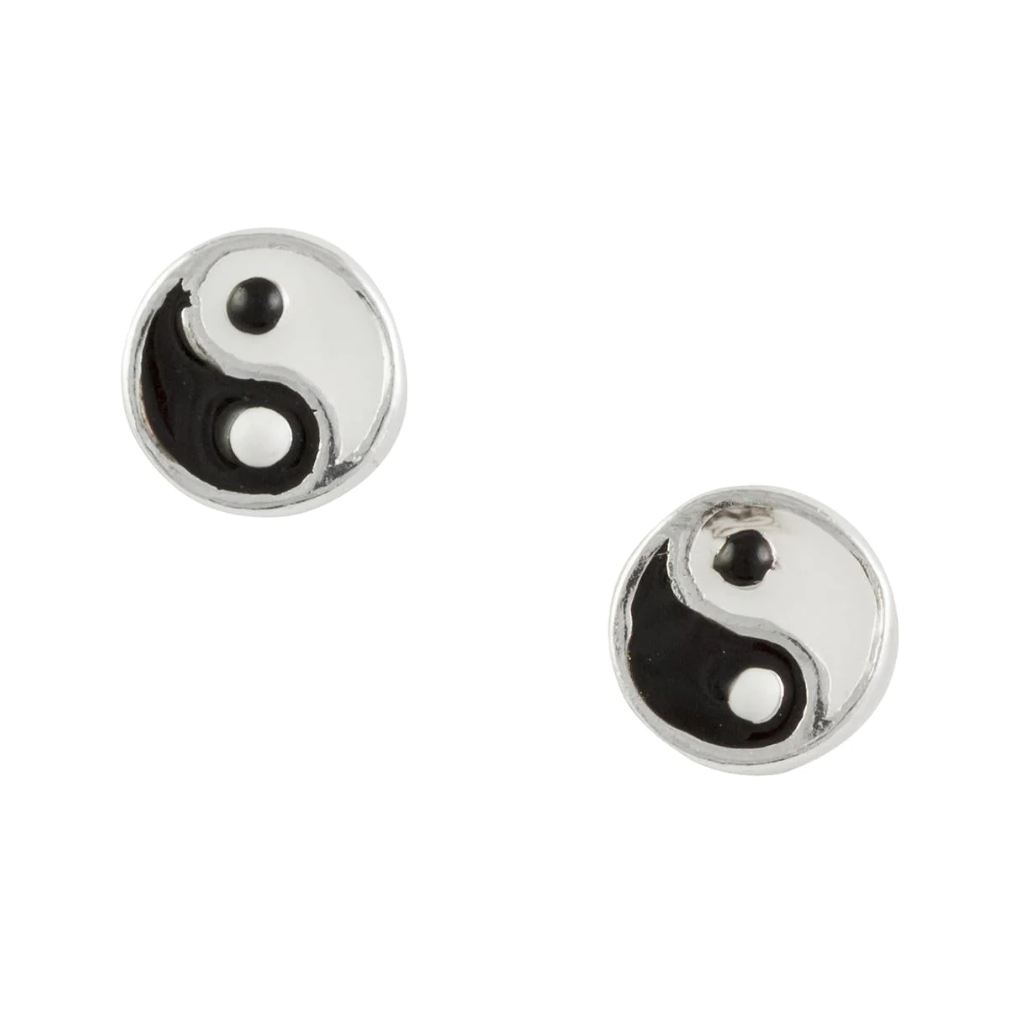 Yin Yang Enamal Stud Earrings - Silver Tomas Jewelry - Earrings