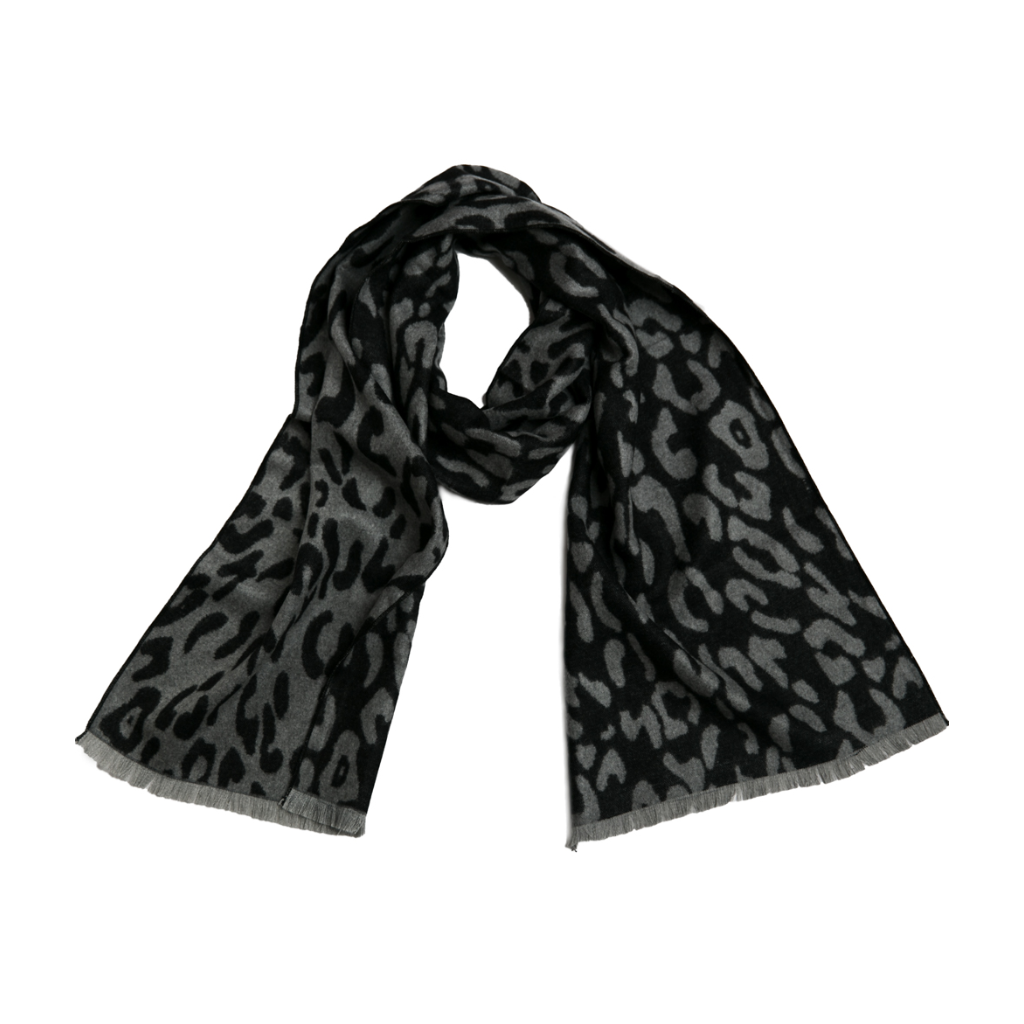 Dark Gray and Gray Leopard Kate Leopard Scarves - Womens Top It Off Apparel & Accessories - Winter - Adult - Scarves & Wraps