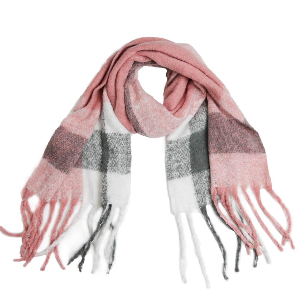 PINK AND GRAY PLAID TIO SCARF HATTIE Top It Off Apparel & Accessories - Winter - Adult - Scarves & Wraps