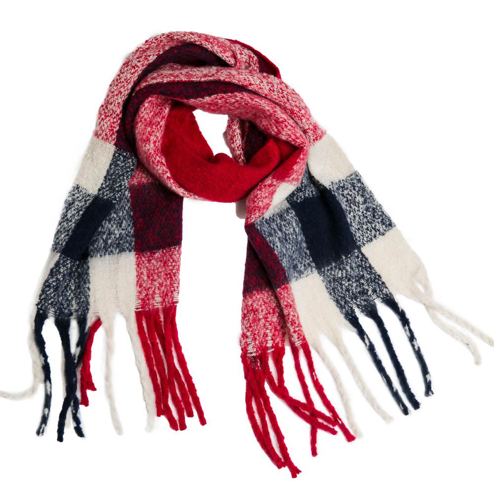 RED AND NAVY PLAID TIO SCARF HATTIE Top It Off Apparel & Accessories - Winter - Adult - Scarves & Wraps